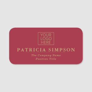 Luxury Crimson Red and Golden Text Elegant Logo Name Tag