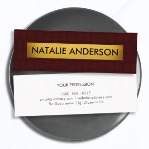 Luxury Crocodile Burgundy & Gold Customisable Mini Business Card
