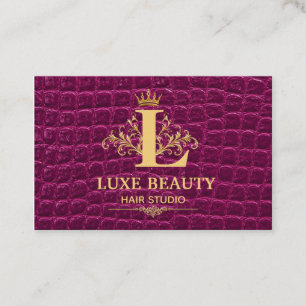 Luxury Crocodile Leather Elegant Gold Monogram Business Card