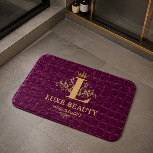 Luxury Crocodile Leather Monogram Gold Initial  Bath Mat