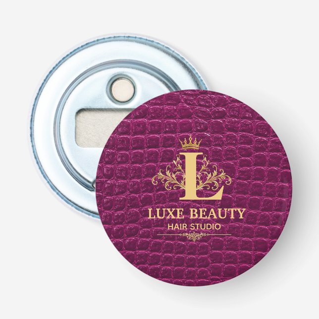 Luxury Crocodile Leather Monogram Gold Initial  Bottle Opener (Front)