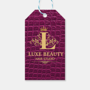Luxury Crocodile Leather Monogram Gold Initial Gift Tags