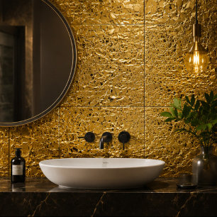 Luxury Crumpled Gold Foil Texture Elegant Metallic Ceramic Tile