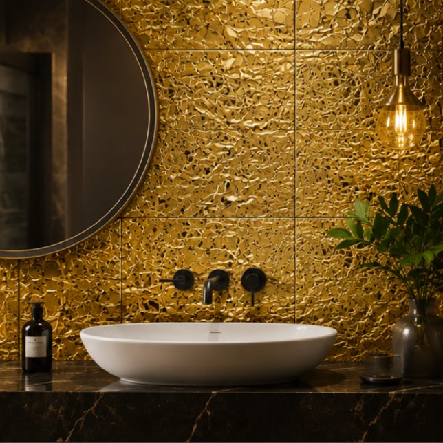 Luxury Crumpled Gold Foil Texture Elegant Metallic Ceramic Tile (Creator Uploaded)