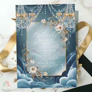 Luxury Crystal Chandelier floral Wedding Enclosure Card