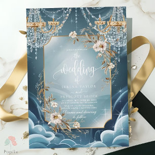 Luxury Crystal Chandelier floral Wedding Invitation