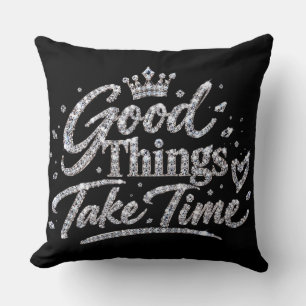 Luxury Crystal Crown Quote Cushion