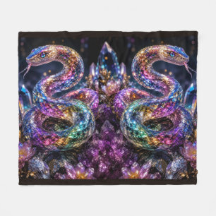 Luxury Crystal Snake Black Gold Glam Fleece Blanket