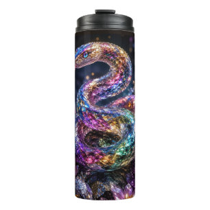 Luxury Crystal Snake Black Gold Glam Thermal Tumbler