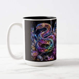 Luxury Crystal Snake Black Gold Glam Two-Tone Coffee Mug