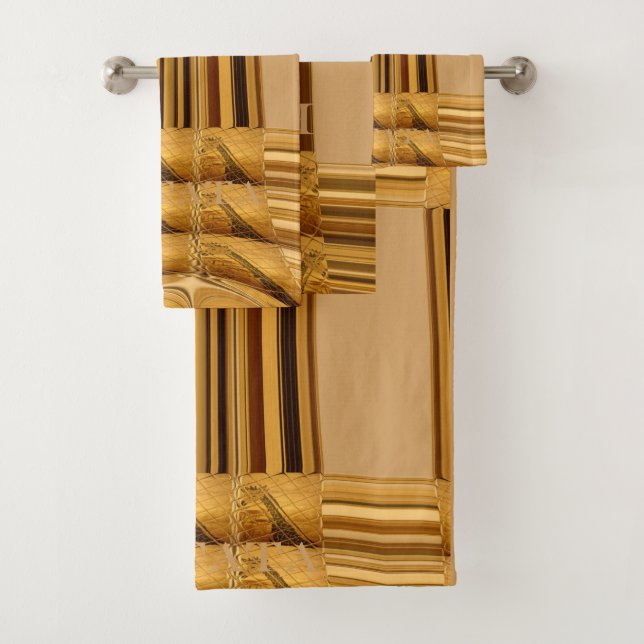 Luxury Custom African Giraffe Print Amazing Stripe Bath Towel Set (Insitu)