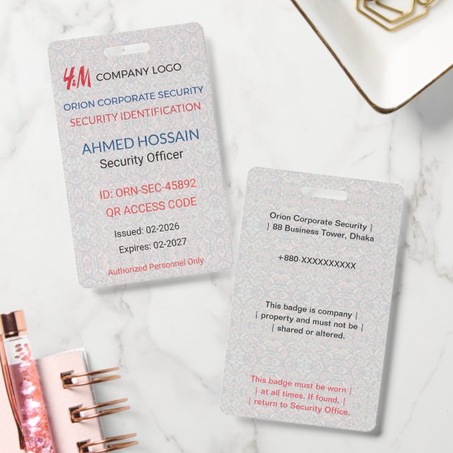 Luxury Custom Employee Security Badge ID Badge (Office)