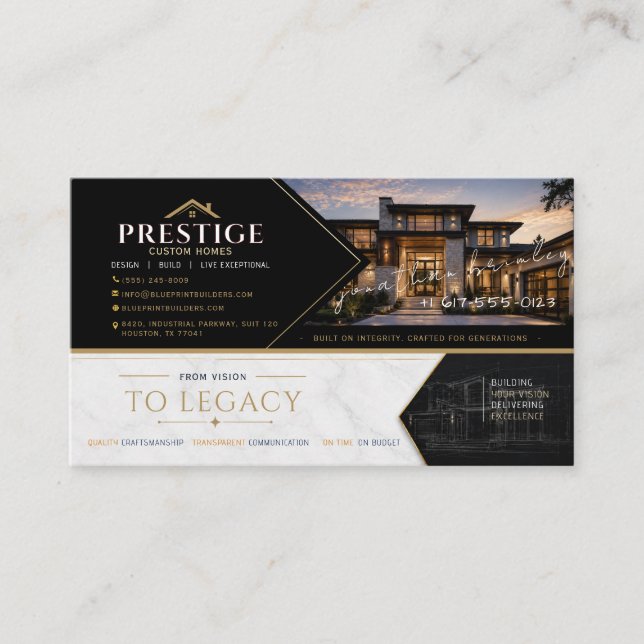 Luxury Custom Home Builder Business Card (Front)