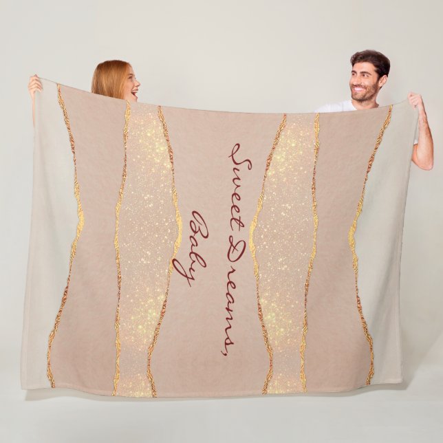 Luxury Customise Glitter Rose Gold Fleece Blanket (In Situ)