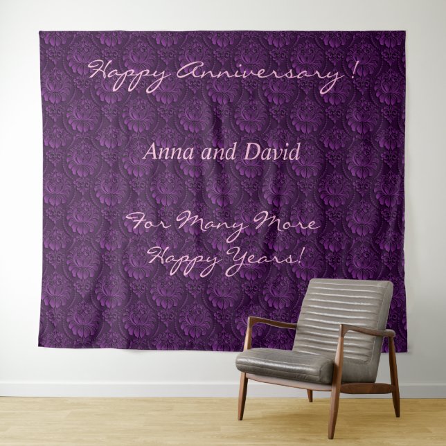 Luxury Customise Purple Floral Tapestry (In Situ (Horizontal))