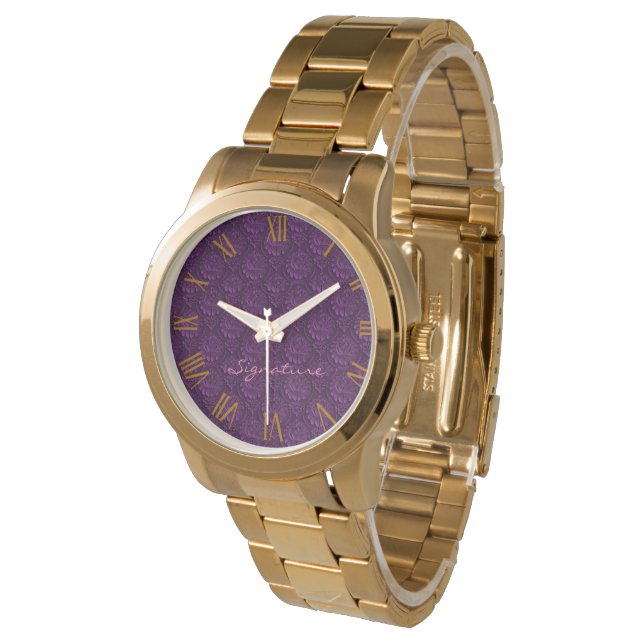 Luxury Customise Purple Floral Watch (Angled)