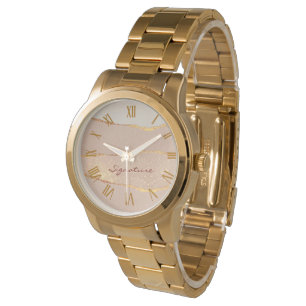 Luxury Customise Signature Glitter Rose Gold Watch