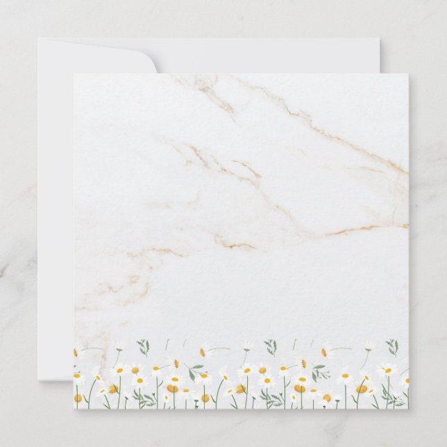 Luxury Daisy Gold Frame Marble Blank Card (Front)