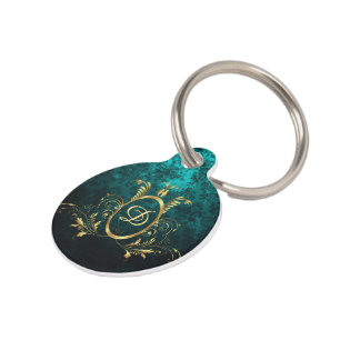 Luxury Damask gold Frame Personalised Pet Tag