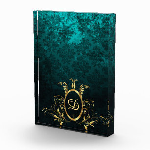 Luxury Damask gold Frame Personalised Photo Block