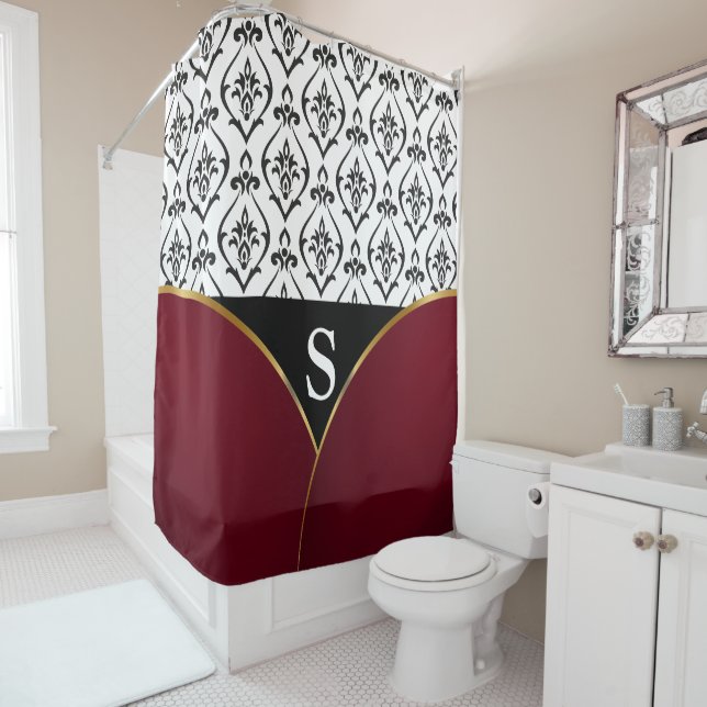Luxury Damask Shower Curtain (In Situ)