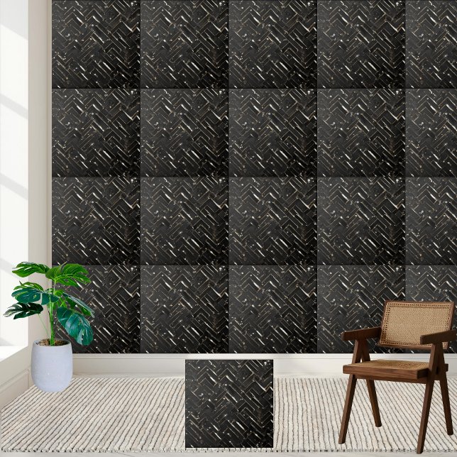 Luxury Dark Black Glitter Contemporary Glamourous Ceramic Tile (Luxury Dark Black Glitter Contemporary Glamorous Ceramic Tile)