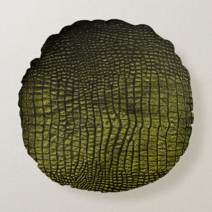 Luxury dark crocodile texture round cushion