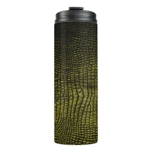 Luxury dark crocodile texture thermal tumbler