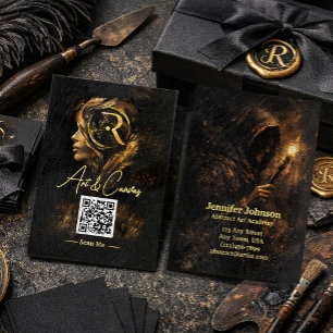 Luxury Dark Fine Art Elegant Black & Gold Artist Business Card