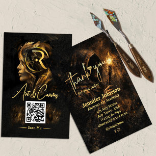 Luxury Dark Fine Art Elegant Thank You Business Card