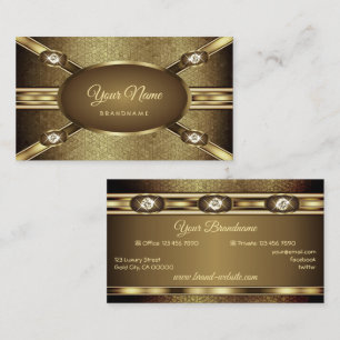 Luxury Dark Gold Effects Elegant Shimmery Diamonds Business Card
