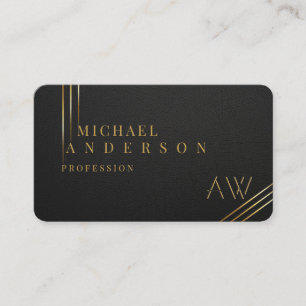 Luxury Dark Golden Monogram Professional Business  Business Card