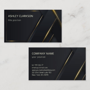 Luxury Dark Grey Background Gold Lines Business Card