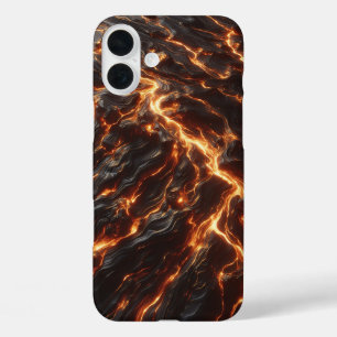 Luxury Dark Lava Marble Case - Glowing Magma Veins