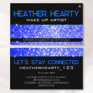 Luxury Dark Navy Blue Bright Glitter Glam Glamour Business Card