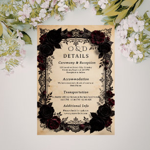 Luxury Dark Romance Black Lace Victorian Wedding Enclosure Card