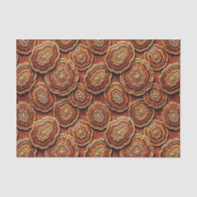Luxury Decoupage | Burnt Orange + Gold Agate Geode Tissue Paper (Front)