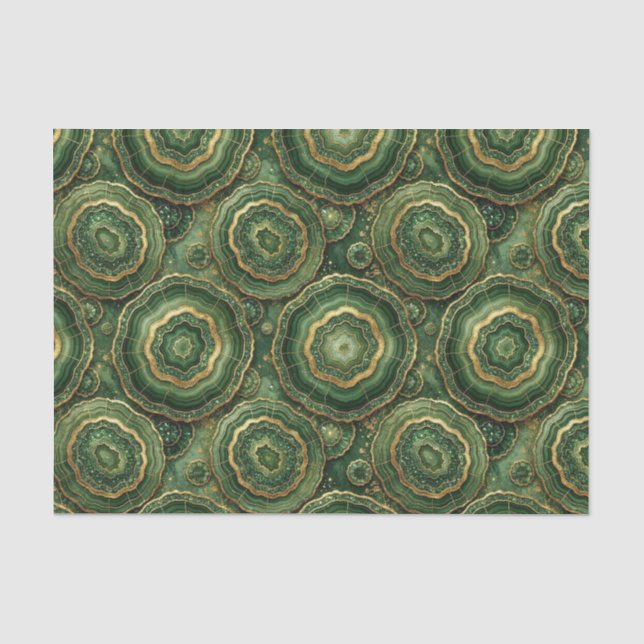 Luxury Decoupage | Forest Green + Gold Agate Geode Tissue Paper (Front)