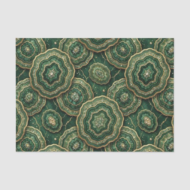 Luxury Decoupage | Forest Green + Gold Agate Geode Tissue Paper (Front)