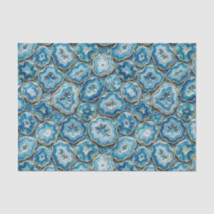 Luxury Decoupage Ocean Blue + Gold Agate Geode Tissue Paper