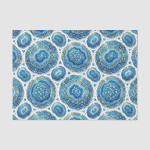 Luxury Decoupage   Ocean Blue + Gold Agate Geode Tissue Paper