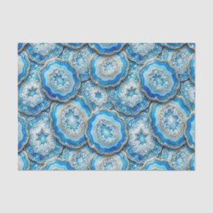 Luxury Decoupage Ocean Blue + Gold Agate Geode Tissue Paper
