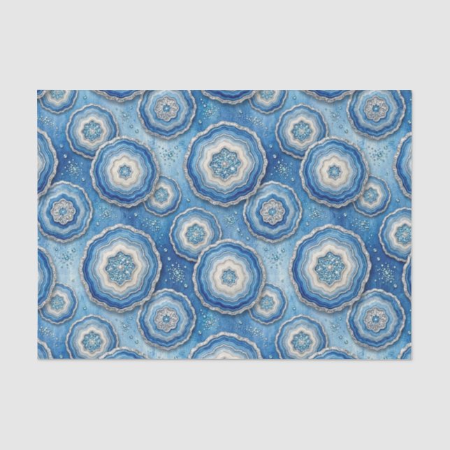 Luxury Decoupage | Ocean Blue + Gold Agate Geode Tissue Paper (Front)