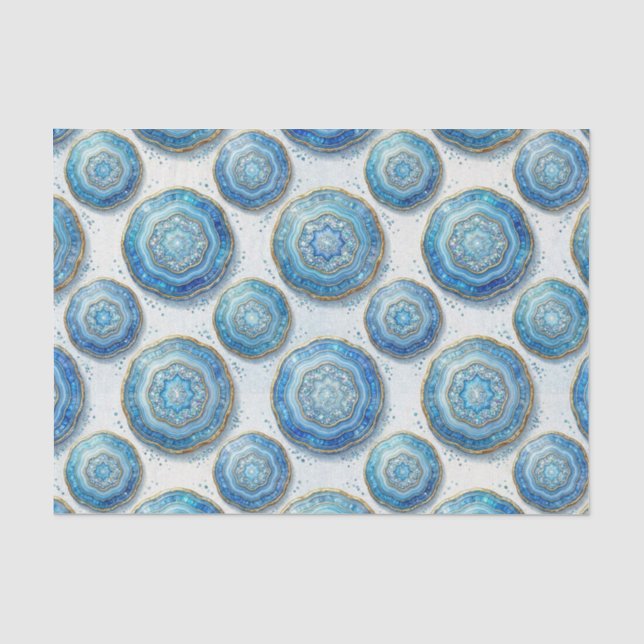 Luxury Decoupage | Ocean Blue + Gold Agate Geode Tissue Paper (Front)