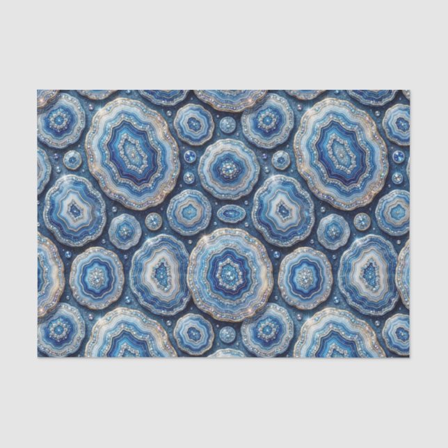 Luxury Decoupage | Ocean Blue + Gold Agate Geode Tissue Paper (Front)