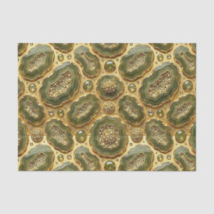 Luxury Decoupage Olive Green + Gold Agate Geode Tissue Paper