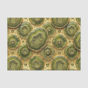 Luxury Decoupage Olive Green + Gold Agate Geode Tissue Paper