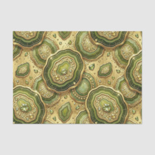Luxury Decoupage Olive Green + Gold Agate Geode Tissue Paper