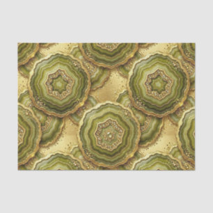 Luxury Decoupage Olive Green + Gold Agate Geode Tissue Paper