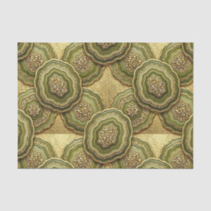 Luxury Decoupage Olive Green + Gold Agate Geode Tissue Paper